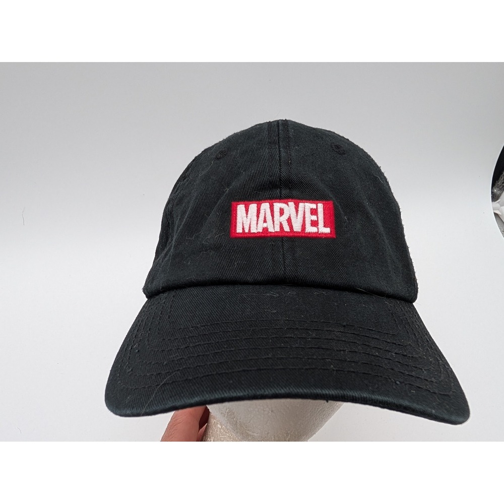 Marvel Comics Black Cotton Twill Embroidered Box Logo Adjustable Baseball Hat